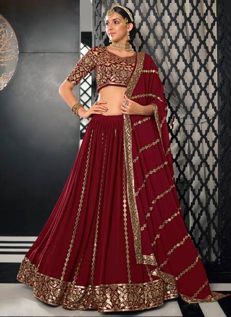 Maroon Colour Khushbu Bridesmaid 20 Heavy Wedding Wear Latest Lehenga Collection 2152